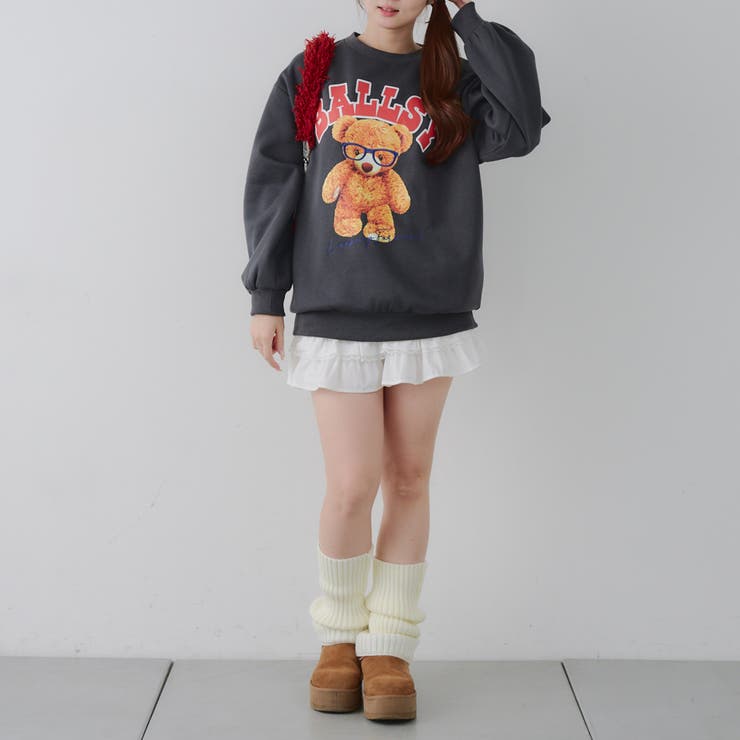 メガネを付けたくまさん裏起毛スウェット | NICE CLAUP / OLIVE des OLIVE　OUTLET | 詳細画像9 