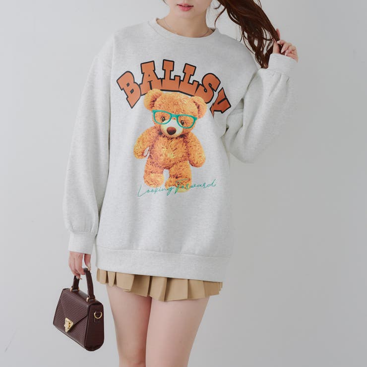 メガネを付けたくまさん裏起毛スウェット | NICE CLAUP / OLIVE des OLIVE　OUTLET | 詳細画像13 