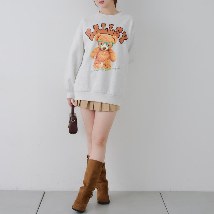 メガネを付けたくまさん裏起毛スウェット | NICE CLAUP / OLIVE des OLIVE　OUTLET | 詳細画像16 