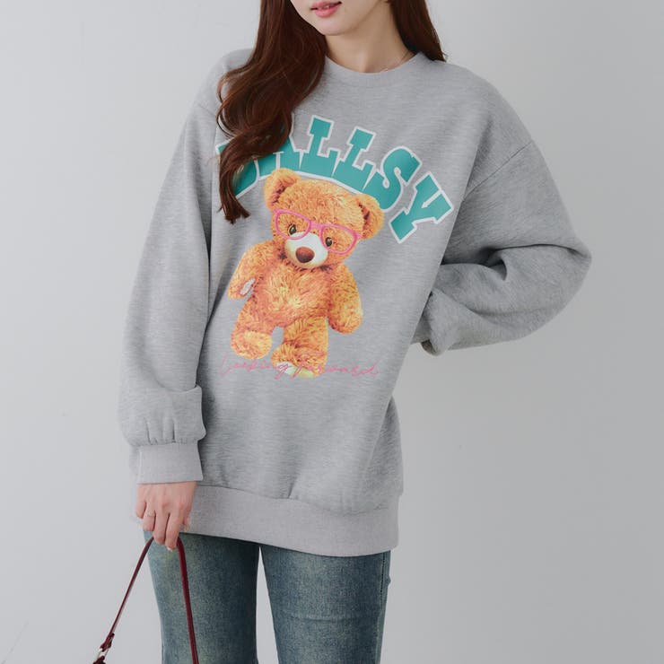 メガネを付けたくまさん裏起毛スウェット | NICE CLAUP / OLIVE des OLIVE　OUTLET | 詳細画像22 