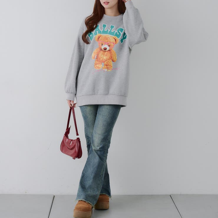 メガネを付けたくまさん裏起毛スウェット | NICE CLAUP / OLIVE des OLIVE　OUTLET | 詳細画像25 