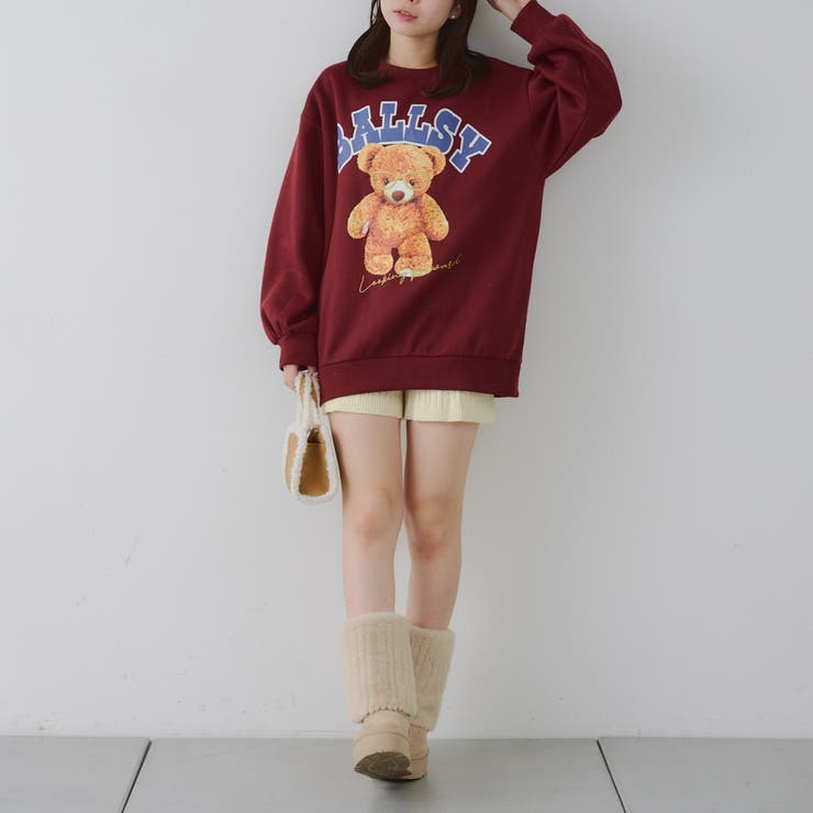 メガネを付けたくまさん裏起毛スウェット | NICE CLAUP / OLIVE des OLIVE　OUTLET | 詳細画像33 