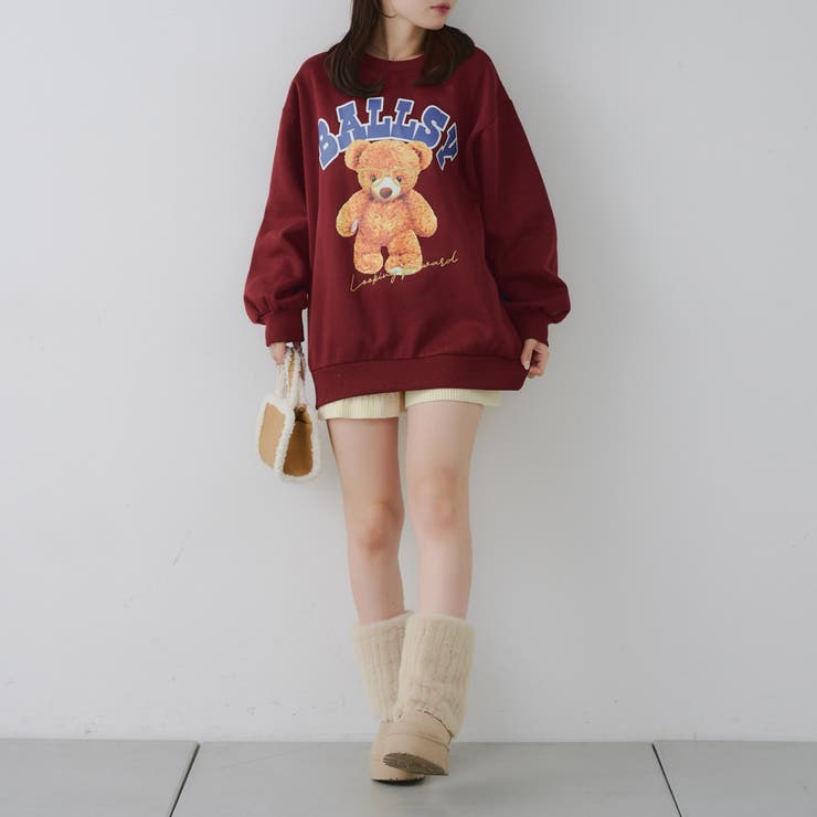 メガネを付けたくまさん裏起毛スウェット | NICE CLAUP / OLIVE des OLIVE　OUTLET | 詳細画像34 