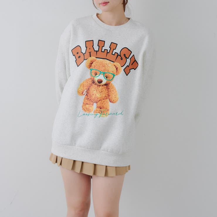 オートミール | メガネを付けたくまさん裏起毛スウェット | NICE CLAUP / OLIVE des OLIVE　OUTLET