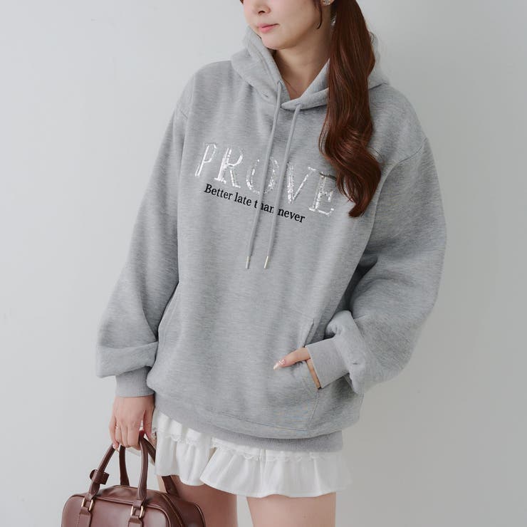 グレー | キラキラロゴ裏起毛BIGパーカー | RMAF　NICE CLAUP / OLIVE des OLIVE