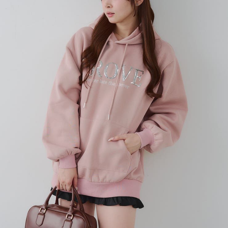 ピンク | キラキラロゴ裏起毛BIGパーカー | RMAF　NICE CLAUP / OLIVE des OLIVE