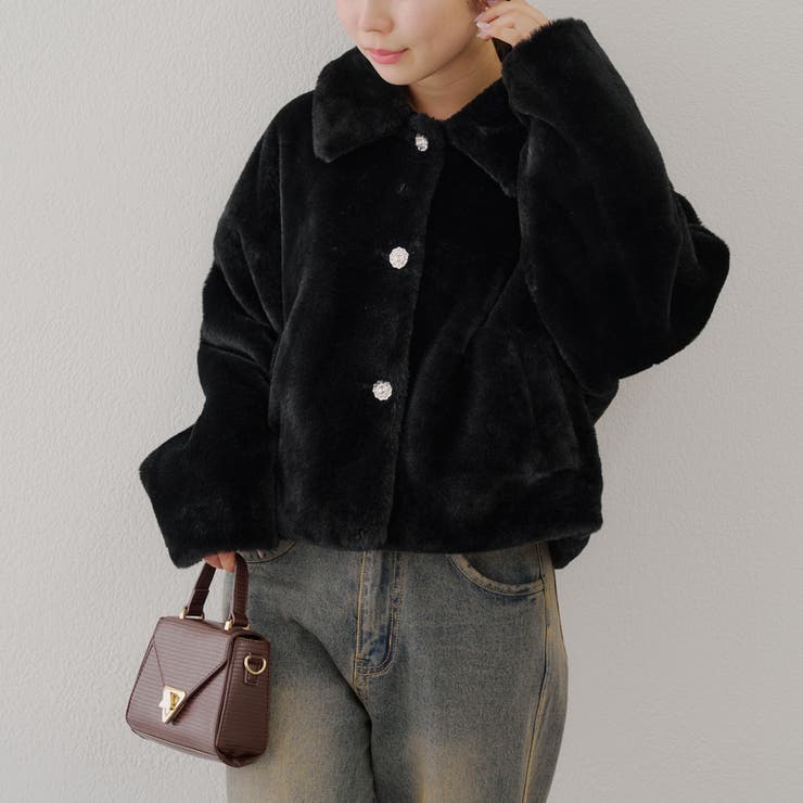 ふわふわ暖か&大人ガーリー♪キラキラ釦ファーブルゾン | NICE CLAUP / OLIVE des OLIVE　OUTLET | 詳細画像14 