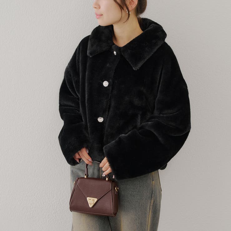 ふわふわ暖か&大人ガーリー♪キラキラ釦ファーブルゾン | NICE CLAUP / OLIVE des OLIVE　OUTLET | 詳細画像15 