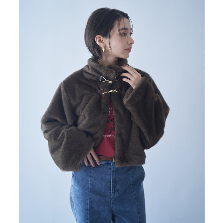 ビット付MIXファーショートジャケット | NICE CLAUP / OLIVE des OLIVE　OUTLET | 詳細画像6 