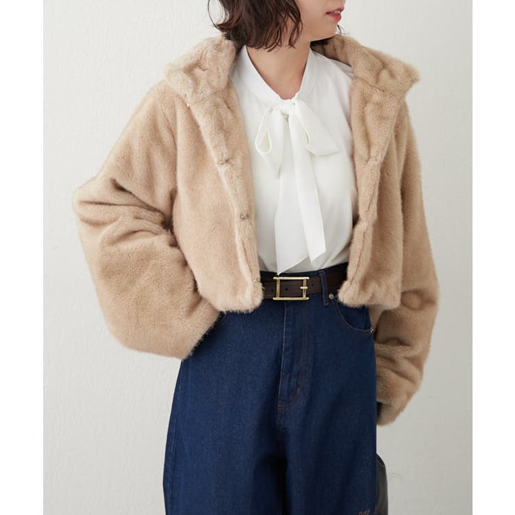 ビット付MIXファーショートジャケット[品番：NCLW0016739]｜NICE CLAUP