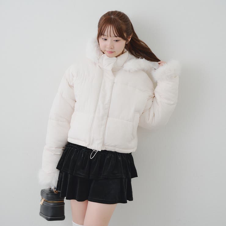 フェイクファー付ジップエコダウン[品番：NCLW0016858]｜NICE CLAUP