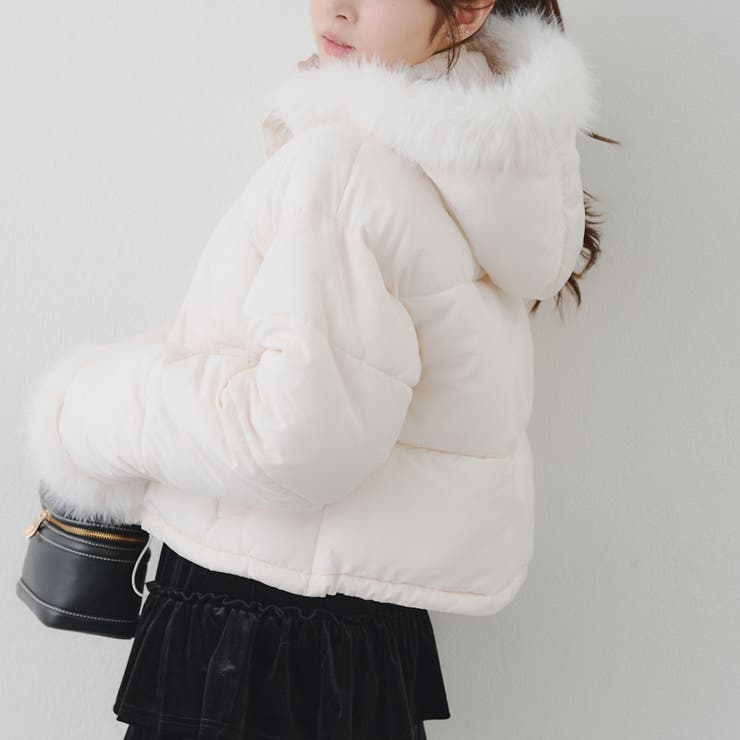 アイボリー | フェイクファー付ジップエコダウン | NICE CLAUP / OLIVE des OLIVE　OUTLET