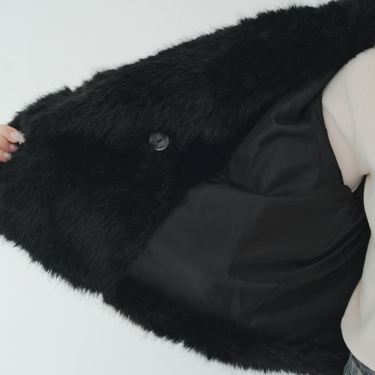 BABY ファージャケット 黒 Mili affinity ブルゾン アウター フェイクファーショート丈ダブル