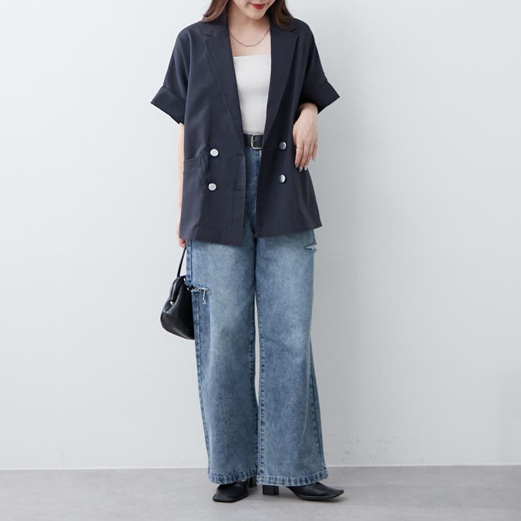 ドルマンスリーブ半袖テーラージャケット[品番：NCLW0016322