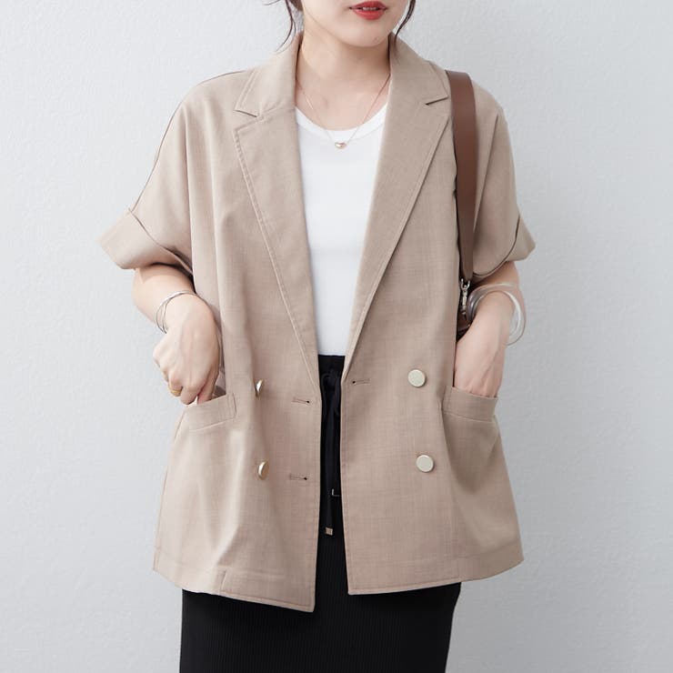 ドルマンスリーブ半袖テーラージャケット[品番：NCLW0016322