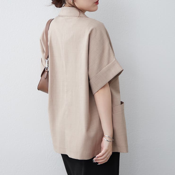 美品！うさとの服/ドルマンスリーブ長袖ジャケット草木染めベージュ系