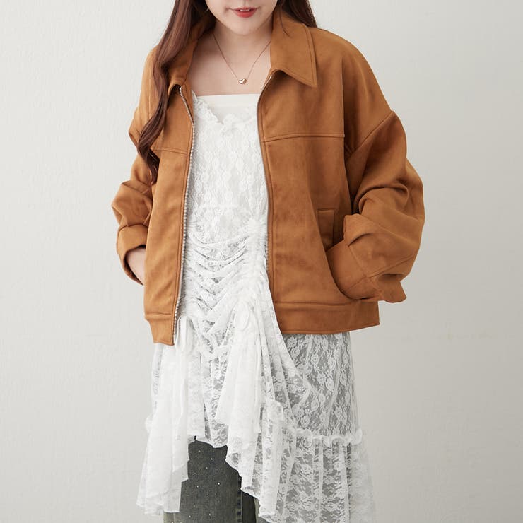 美品★CYCLAS★クロップド丈ノーカラーショートブルゾン★ダブルジップ 美品☆CYCLAS☆クロップド丈ノーカラーショートブルゾン☆ダブル