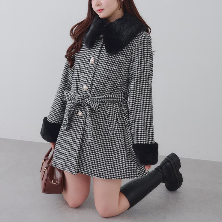 ブラック系 | フェイクファー付コート | NICE CLAUP / OLIVE des OLIVE OUTLET