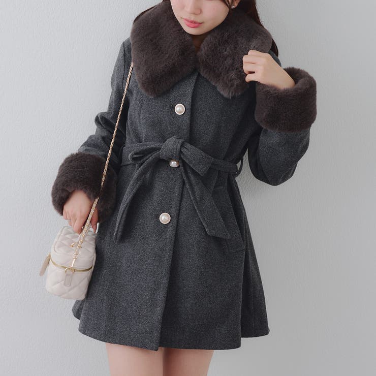 チャコール | フェイクファー付コート | NICE CLAUP / OLIVE des OLIVE OUTLET