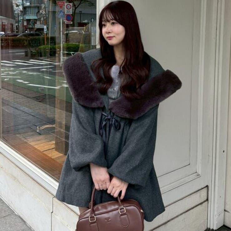 チャコール | ファー付ビッグフードコート | RMAF　NICE CLAUP / OLIVE des OLIVE