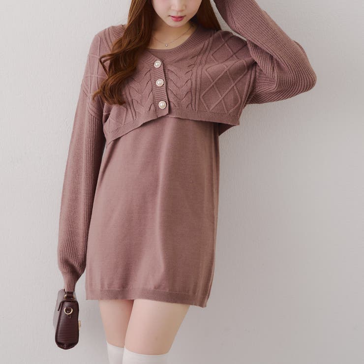 カーディガン付き】ニットミニワンピース[品番：NCLW0016632]｜NICE