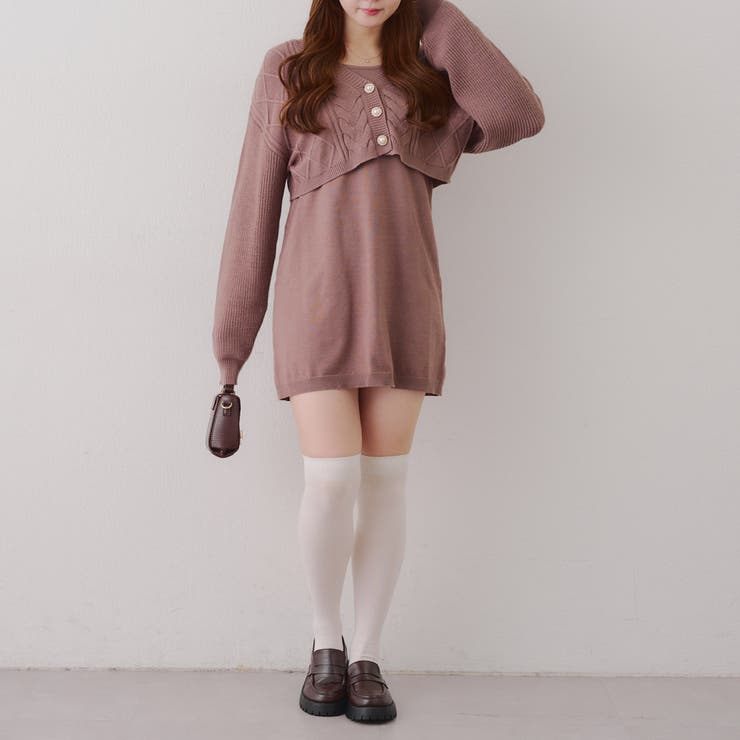 カーディガン付き】ニットミニワンピース[品番：NCLW0016632]｜NICE