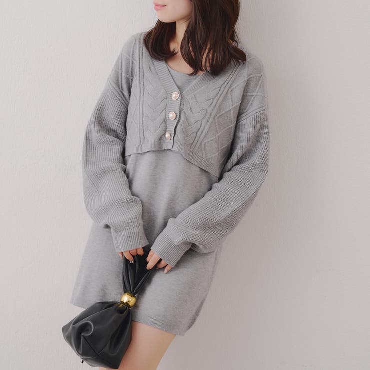 NICE CLAUP ワンピース カーディガン付き】ニットミニワンピース[品番：NCLW0016632]｜NICE