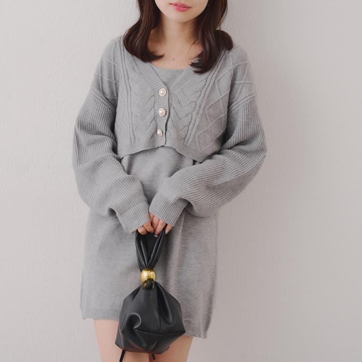 カーディガン付き】ニットミニワンピース[品番：NCLW0016632]｜NICE