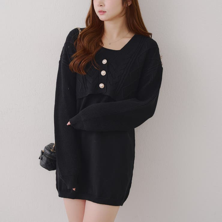 カーディガン付き】ニットミニワンピース[品番：NCLW0016632]｜NICE