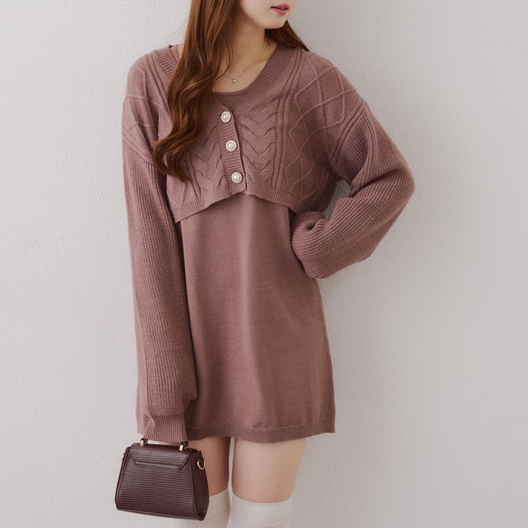 カーディガン付き】ニットミニワンピース[品番：NCLW0016632]｜NICE