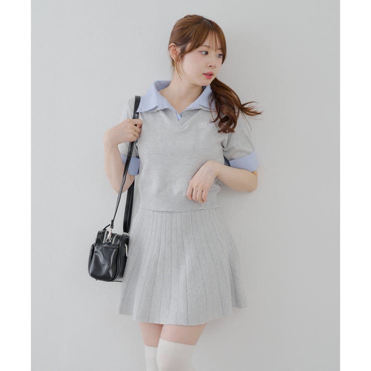 韓国Malbon夏 ゴルフ速乾ポロ&プリーツスカートセット 韓国Malbon夏 ゴルフ速乾ポロ&プリーツスカートセット ゴルフ