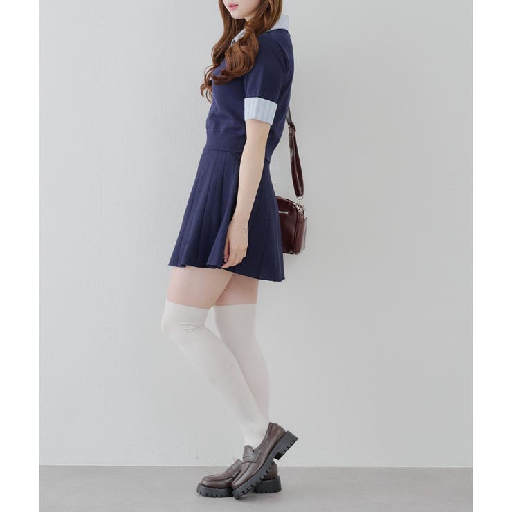 Malbon Golfニットトップ＋スカート セット 韓国風コーデ☘️ 美脚見せ