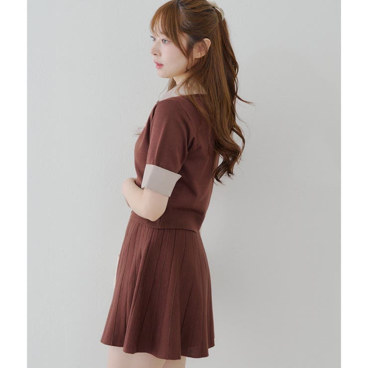 2枚セット】【韓国コーデ叶う！】W衿ポロ＆ミニプリーツスカート[品番