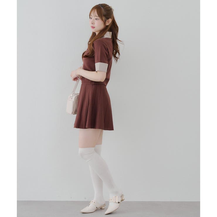 2枚セット】【韓国コーデ叶う！】W衿ポロ＆ミニプリーツスカート