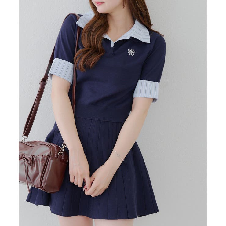 韓国Malbon夏 ゴルフ速乾ポロ&プリーツスカートセット FILAGOLF フィラゴルフ セットアップ レディース ポロシャツ