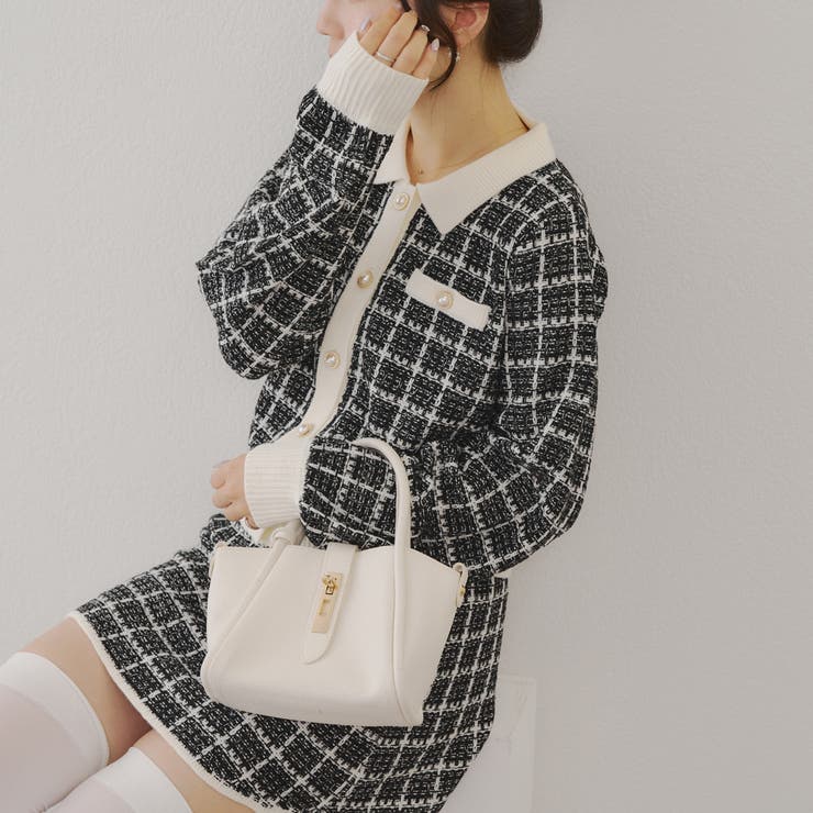 セットアップ】ツイードニットカーディガン&ミニスカートセット