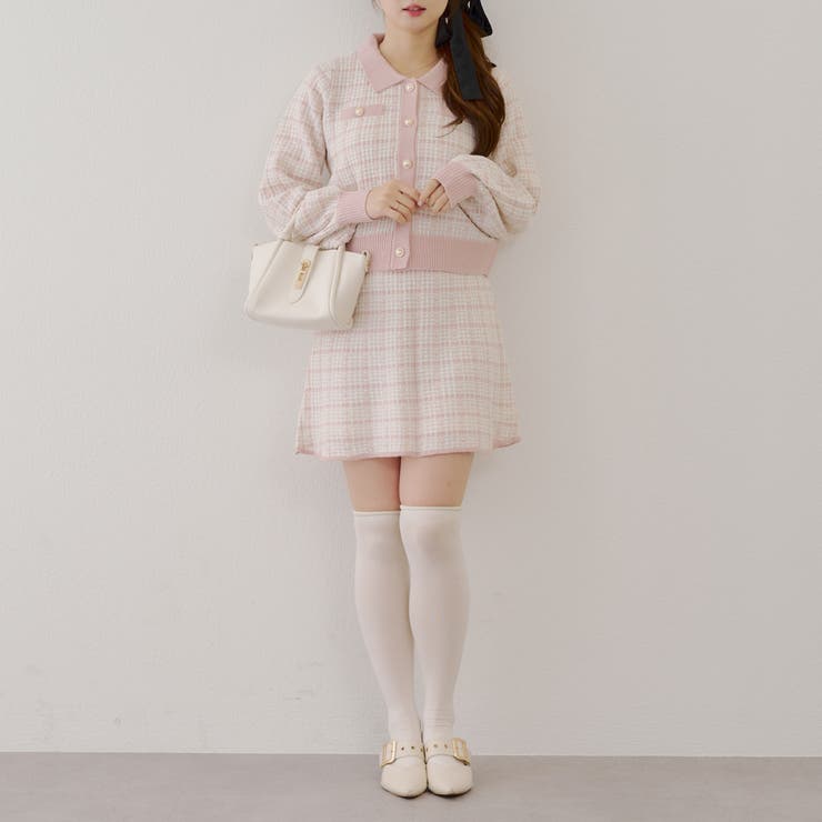 セットアップ】ツイードニットカーディガン&ミニスカートセット