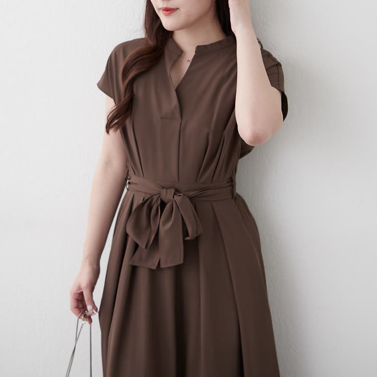 【未使用タグ付き】ゆいワンピ OLIVE des OLIVE (ブラウン) OLIVE des OLIVE/【OLIVE des OLIVE】デコルテ開きフード