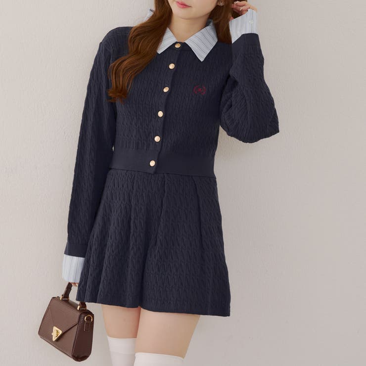 ケーブルカーデ&ミニスカートセット | NICE CLAUP / OLIVE des OLIVE　OUTLET | 詳細画像3 