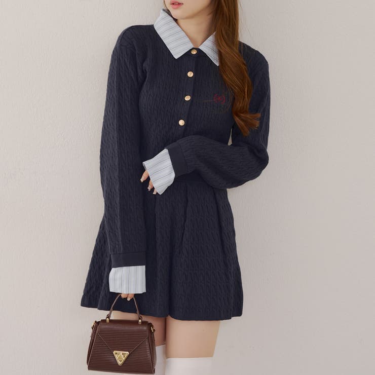 ケーブルカーデ&ミニスカートセット | NICE CLAUP / OLIVE des OLIVE　OUTLET | 詳細画像6 