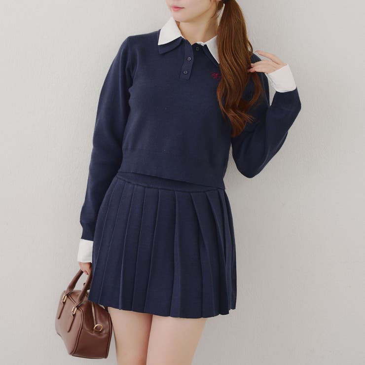 Web限定】ドッキングポロ&ミニプリーツスカート[品番：NCLW0016741
