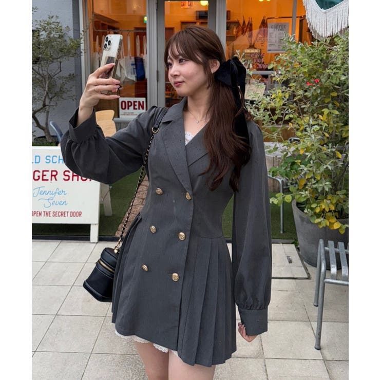 テーラードプリーツミニワンピース | NICE CLAUP / OLIVE des OLIVE　OUTLET | 詳細画像3 