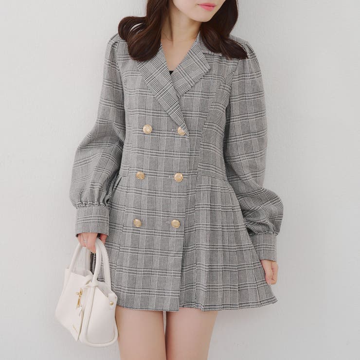 チェック | テーラードプリーツミニワンピース | NICE CLAUP / OLIVE des OLIVE　OUTLET