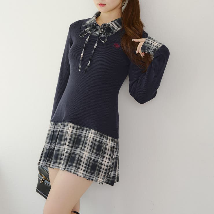 裾プリーツドッキングミニワンピース | NICE CLAUP / OLIVE des OLIVE　OUTLET | 詳細画像12 