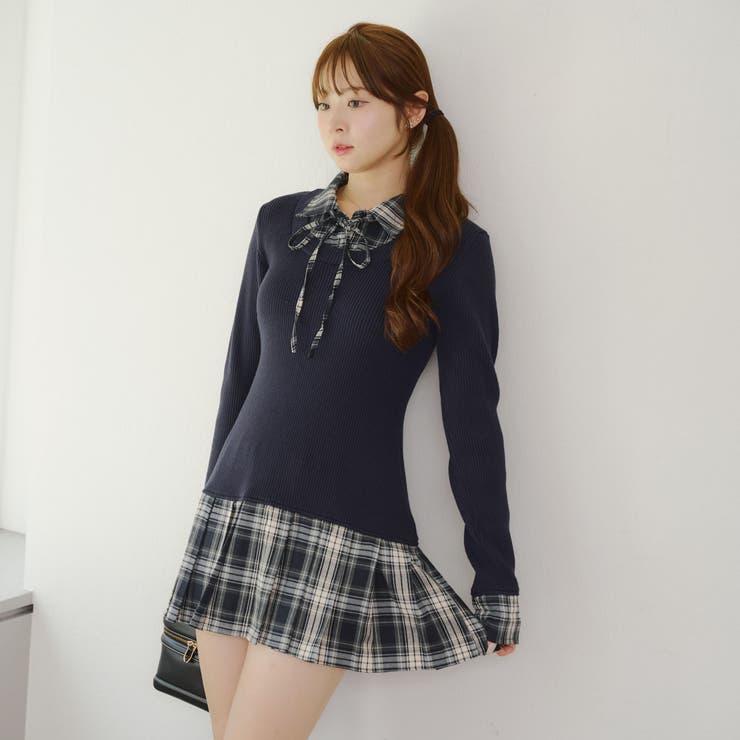 裾プリーツドッキングミニワンピース | NICE CLAUP / OLIVE des OLIVE　OUTLET | 詳細画像17 