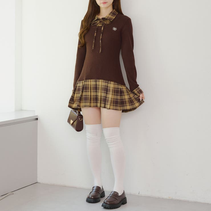 裾プリーツドッキングミニワンピース | NICE CLAUP / OLIVE des OLIVE　OUTLET | 詳細画像32 