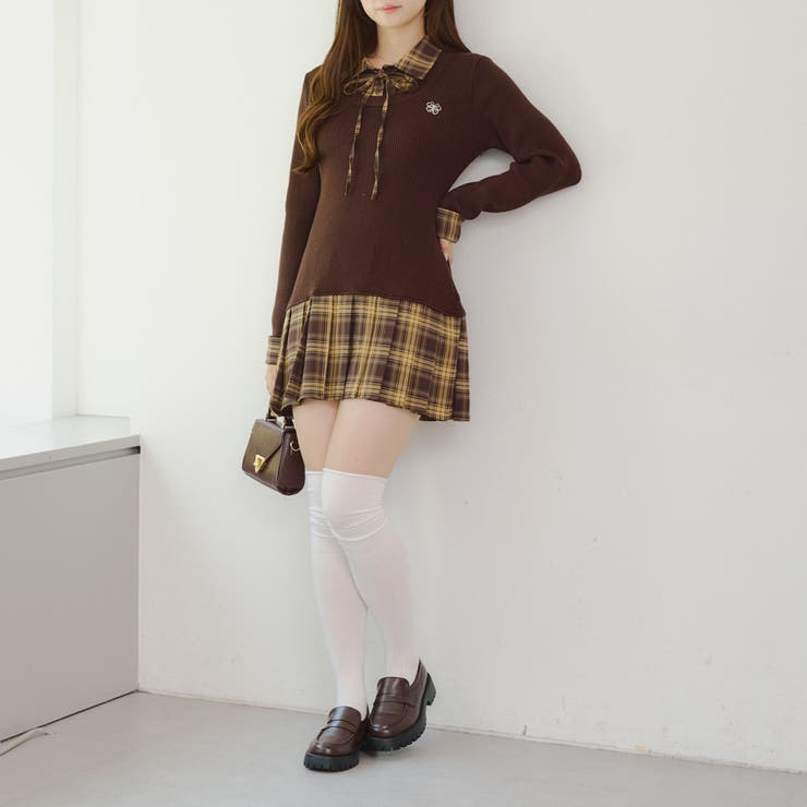 裾プリーツドッキングミニワンピース | NICE CLAUP / OLIVE des OLIVE　OUTLET | 詳細画像35 