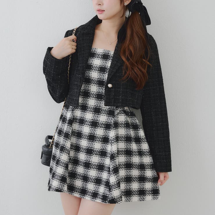 ホワイト | 【ツイードコレクション】肩リボンミニジャンスカ | RMAF　NICE CLAUP / OLIVE des OLIVE