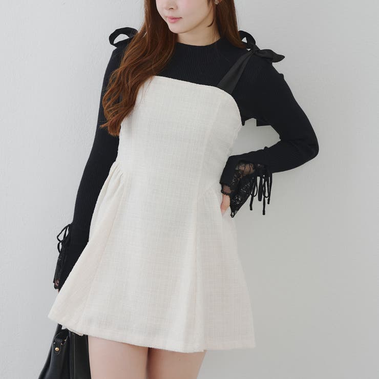 ホワイト系 | 【ツイードコレクション】肩リボンミニジャンスカ | RMAF　NICE CLAUP / OLIVE des OLIVE