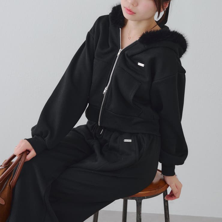 ブラック系 | 【セットアップ】ファーパーカー×ミニスカート | RMAF　NICE CLAUP / OLIVE des OLIVE
